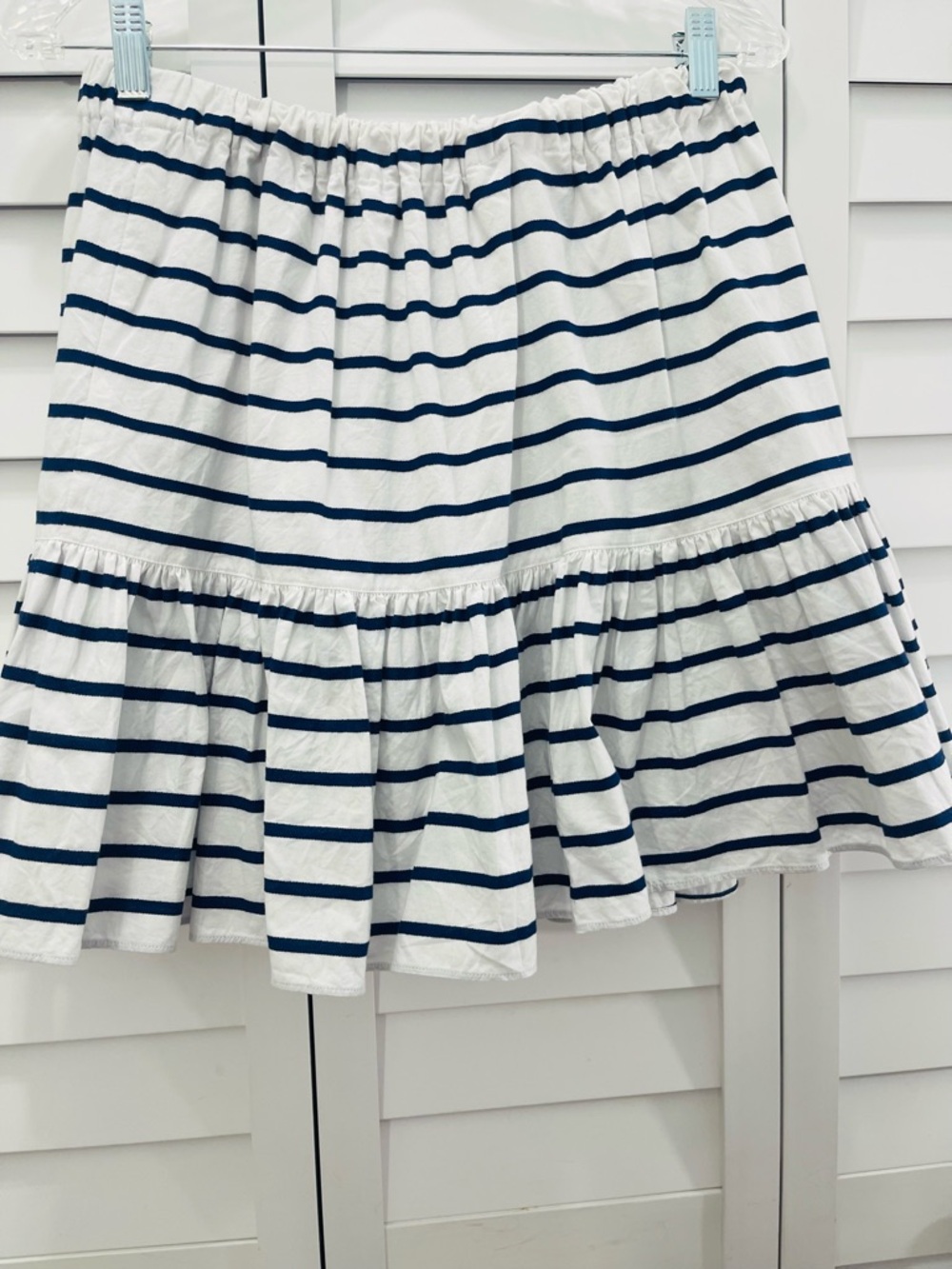 Kate Spade Striped Navy and White Ruffle Hem Skirt